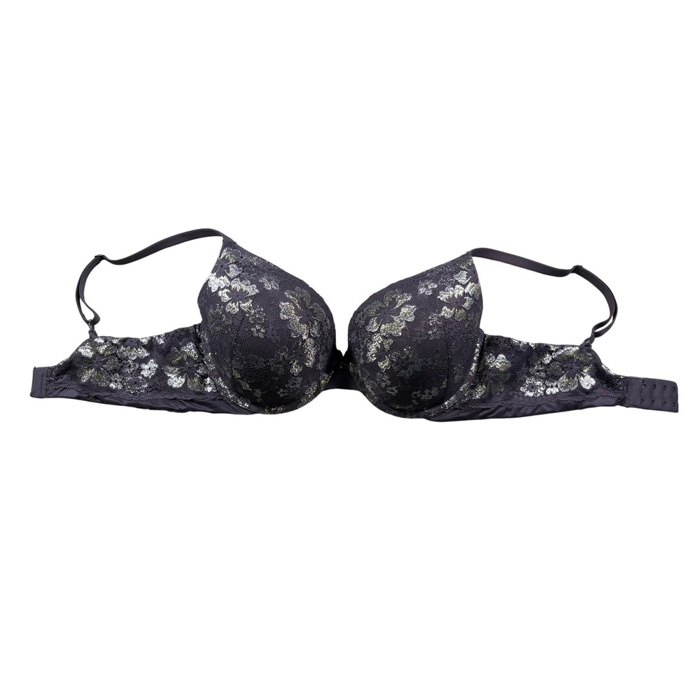 Victoria's Secret Body by Victoria Bra 36D Gray Lace Floral‎ Lightly Lined